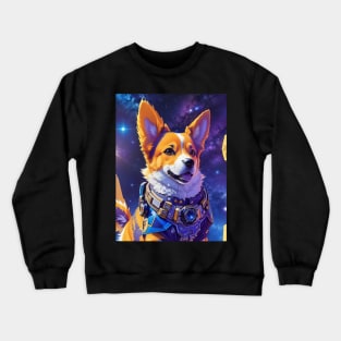 Retro welsh corgi dog travel in space Crewneck Sweatshirt